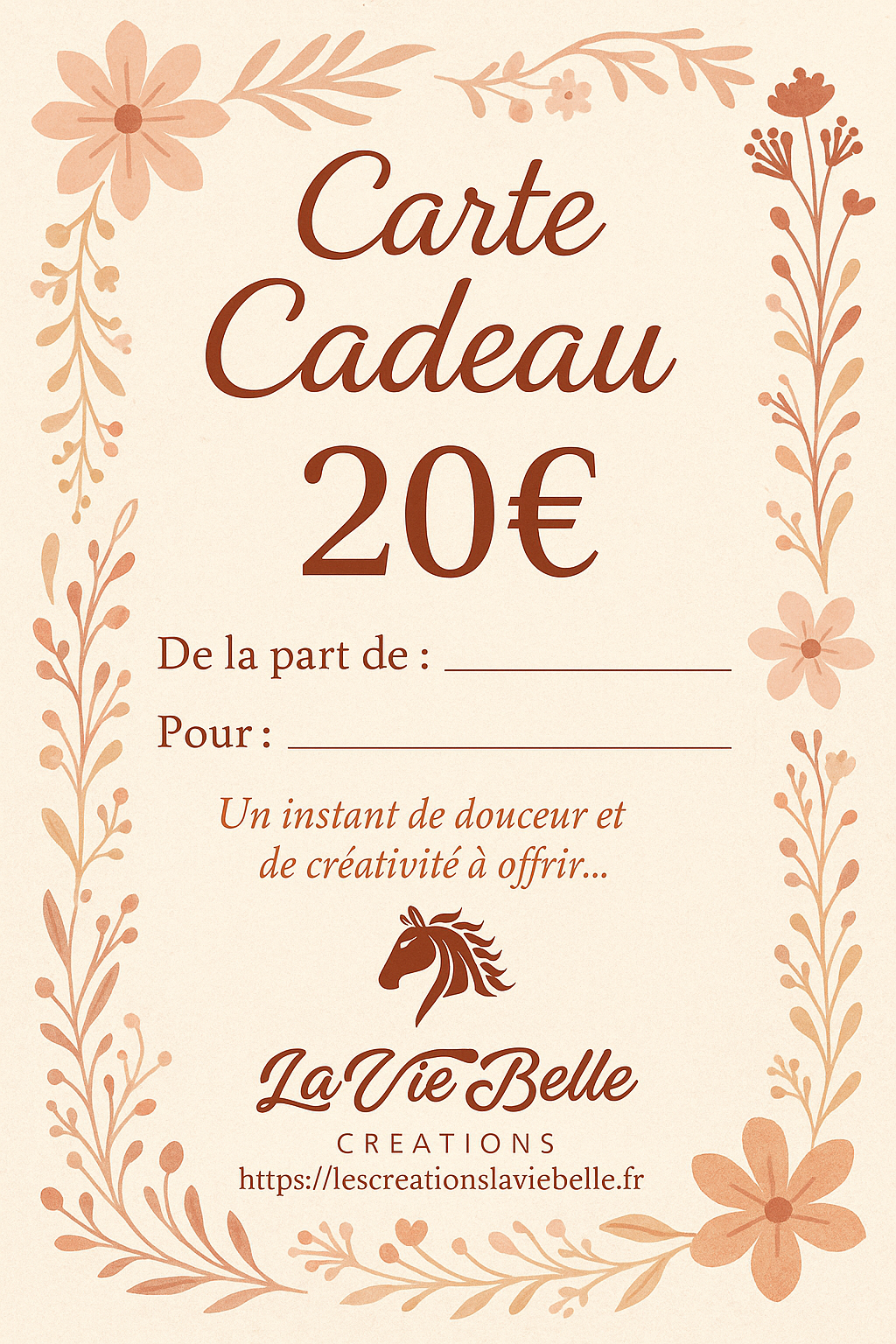 Carte Cadeau Les créations La Vie Belle
