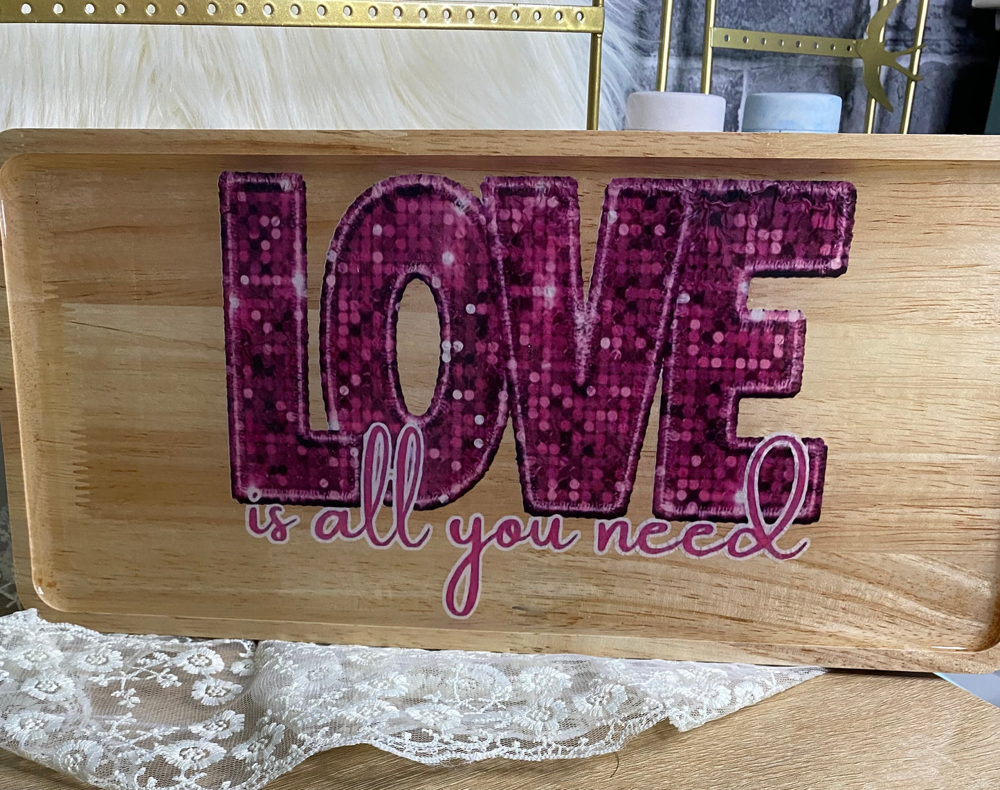 Plateau bois et résine rectangle