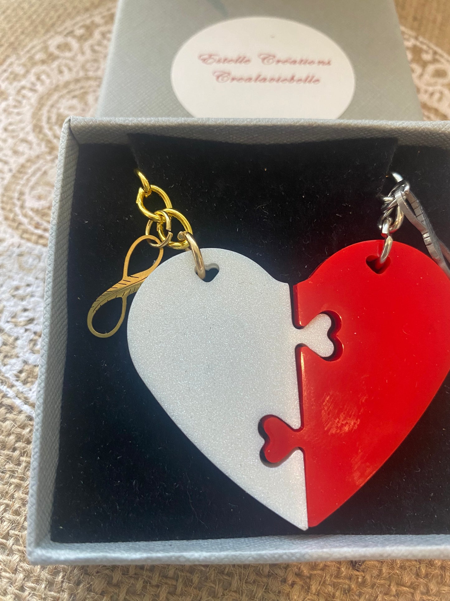 Porte clés coeur chacun sa moitié