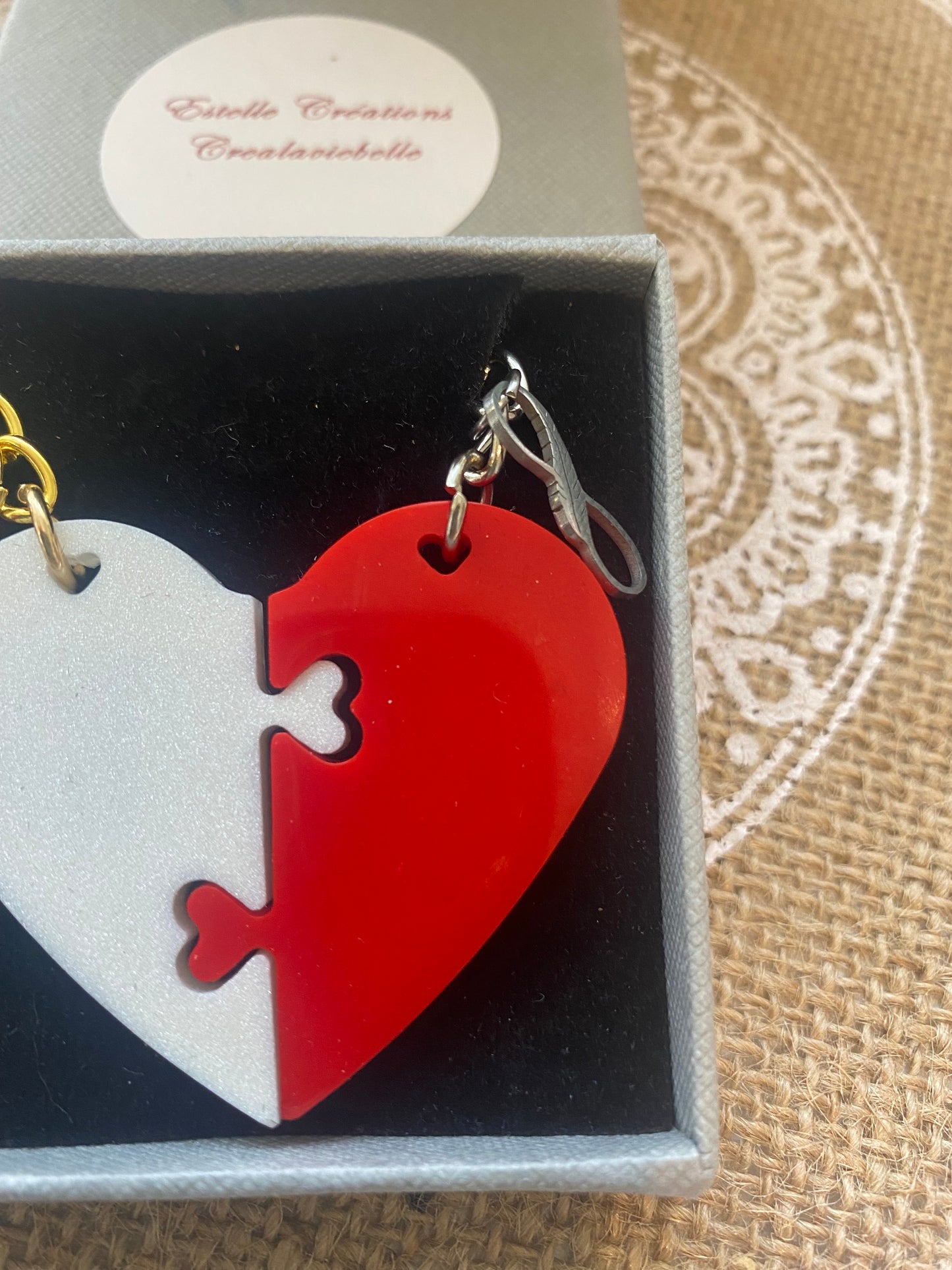 Porte clés coeur chacun sa moitié
