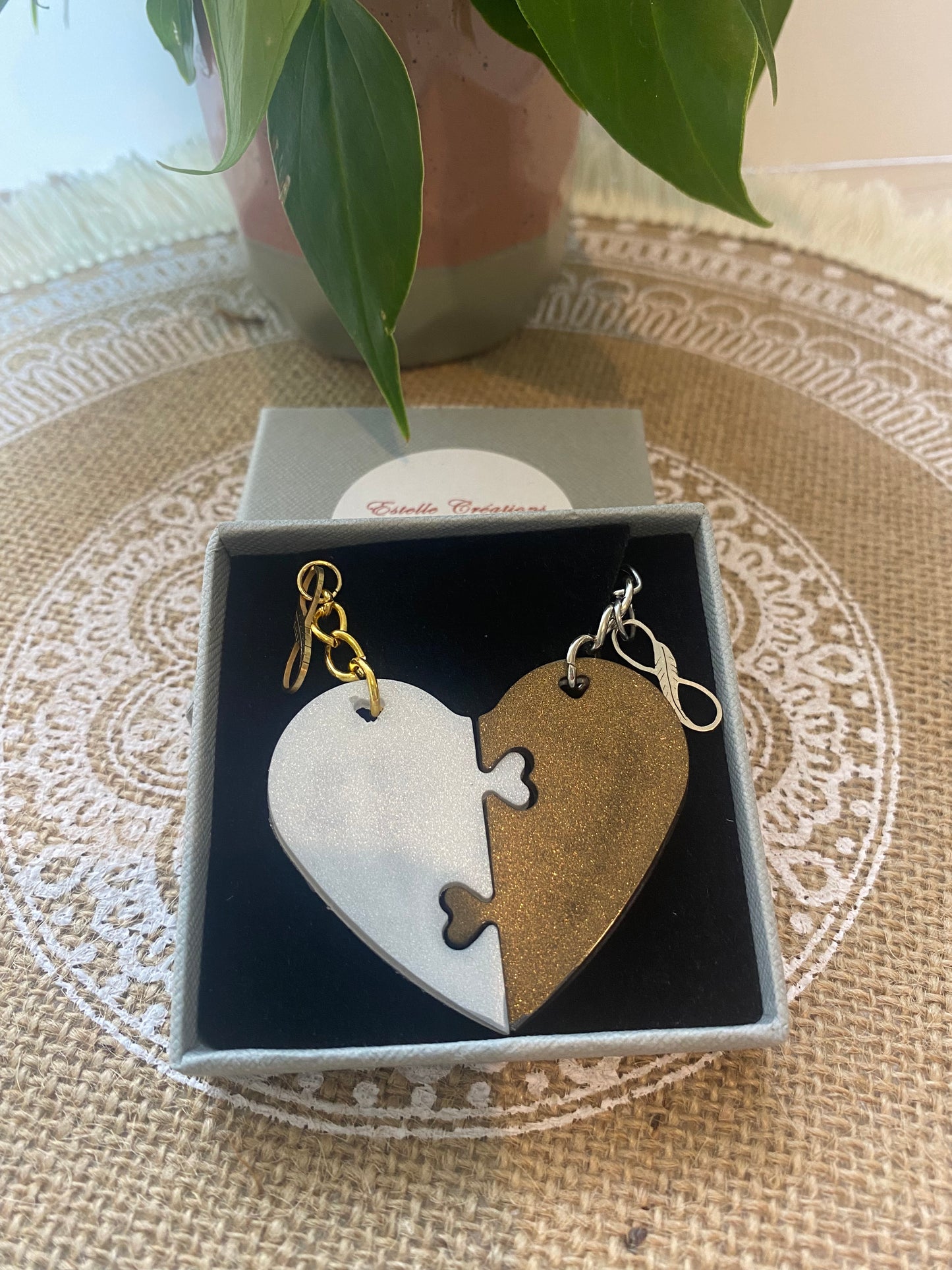 Porte clés coeur chacun sa moitié