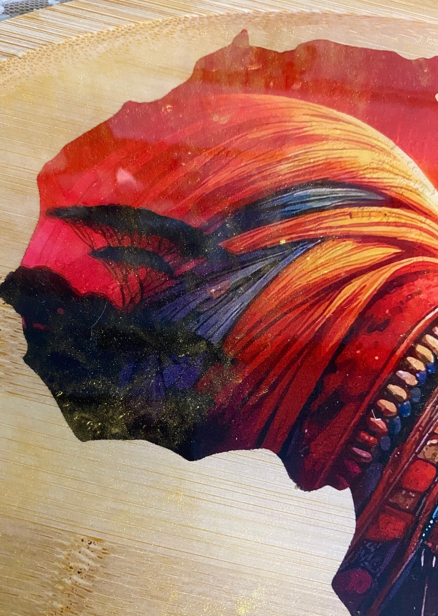 Plateau bois et résine ovale