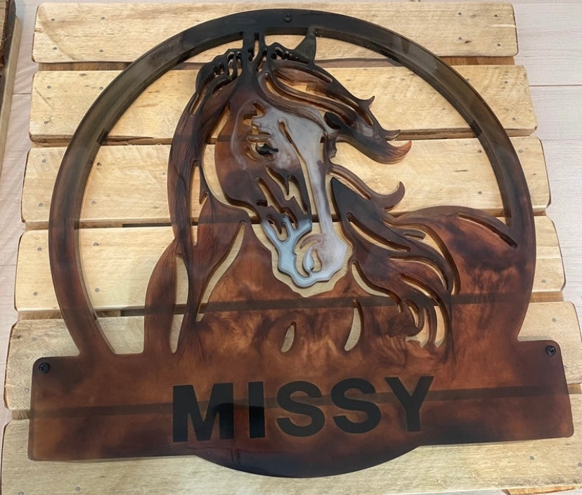 Porte de box crins de cheval
