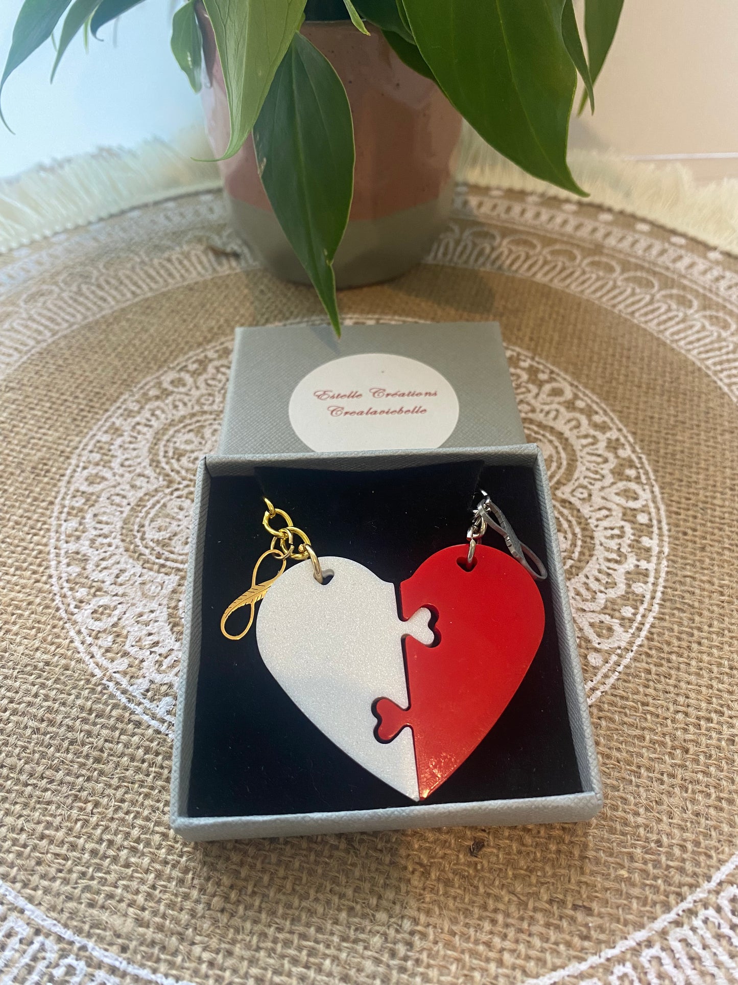 Porte clés coeur chacun sa moitié