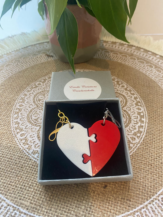 Porte clés coeur chacun sa moitié